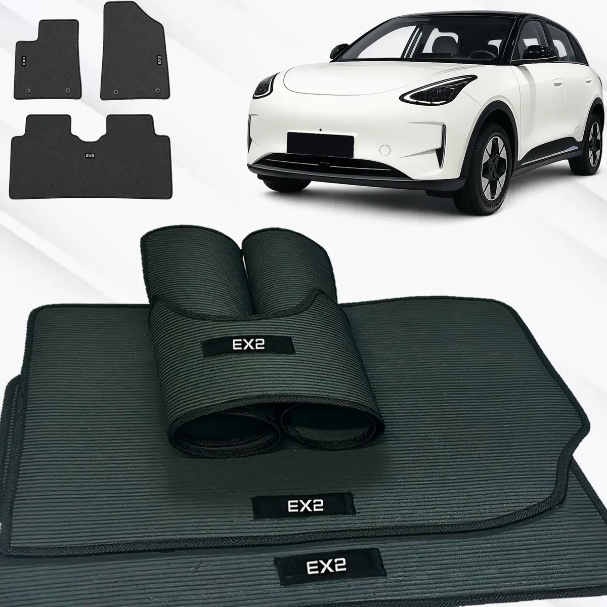 Tapete de Borracha Compatível com Geely EX2 (3 peças)